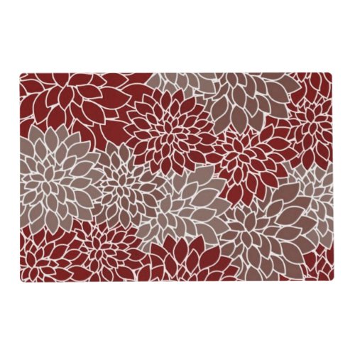 Red and silver dahlias  placemat