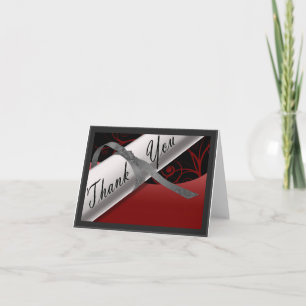 Red and Silver Diploma Letterpress Thank You Card