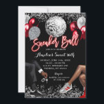 Red and Silver Disco Sneaker Ball Birthday Invitation<br><div class="desc">Red and Silver Disco Sneaker Ball Birthday Invitation</div>