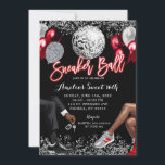 Red and Silver Disco Sneaker Ball Birthday Invitation<br><div class="desc">Red and Silver Disco Sneaker Ball Birthday Invitation</div>