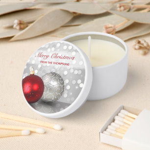 Red and Silver Elegant Christmas Ornaments Mini Candle Favors