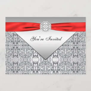 Red and Silver Elegant Red All Occasion Party Invitation