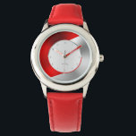 Red and silver faux geometric metallic look watch<br><div class="desc">Red and faux metallic silver,  modern geometric design.</div>