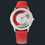 Red and silver faux geometric metallic look watch<br><div class="desc">Red and faux metallic silver,  modern geometric design.</div>