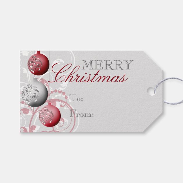 Red And Silver Festive Christmas Gift Tags