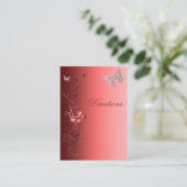 Red and Silver Floral Butterflies Directions Card (Standing Front)