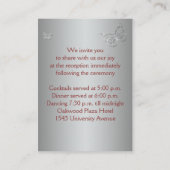Red and Silver Floral Butterflies Reception Card (Back)