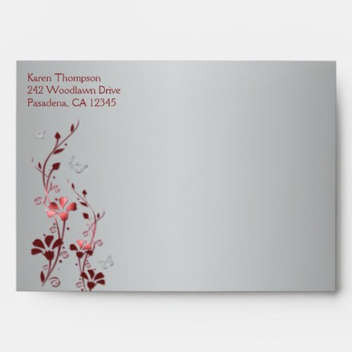 Red and Silver Floral Envelope for 5x7 Sizes