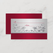 Red and Silver Floral Place Cards (Front/Back)