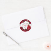  Red and Silver Floral Quinceanera Classic Round Sticker (Envelope)
