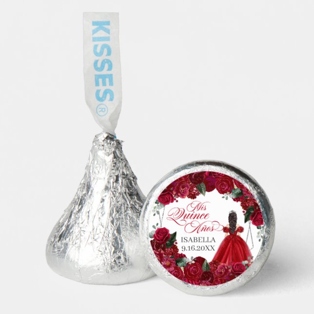 Red and Silver Floral Quinceanera Hershey®'s Kisse Hershey®'s Kisses® (Front)