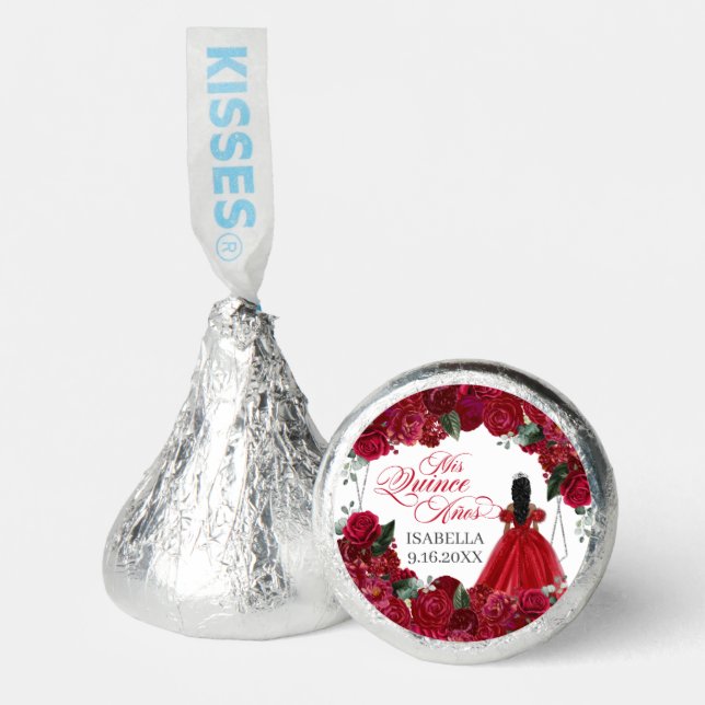Red and Silver Floral Quinceanera Hershey®'s Kisses® (Front)