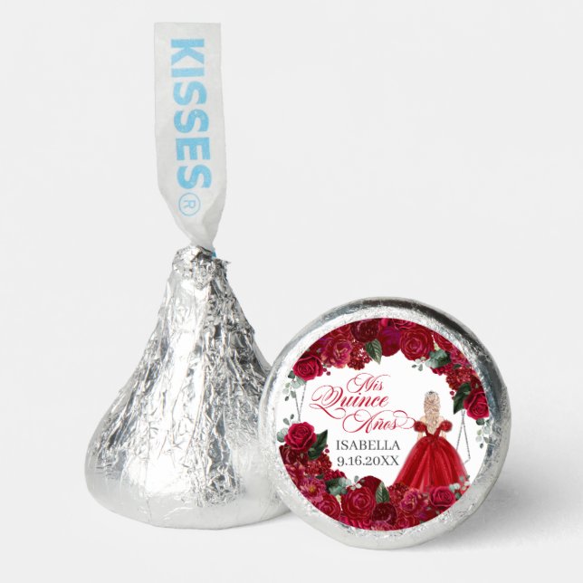 Red and Silver Floral Quinceanera Hershey®'s Kisses® (Front)