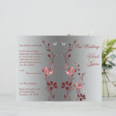 Red and Silver Floral Wedding Program (Standing Front)