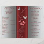 Red and Silver Floral Wedding Program (Back)