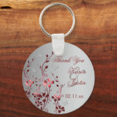 Red and Silver Floral with Butterflies Keychain (Front)