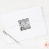 Red and Silver Floral with Butterflies Sticker (Envelope)