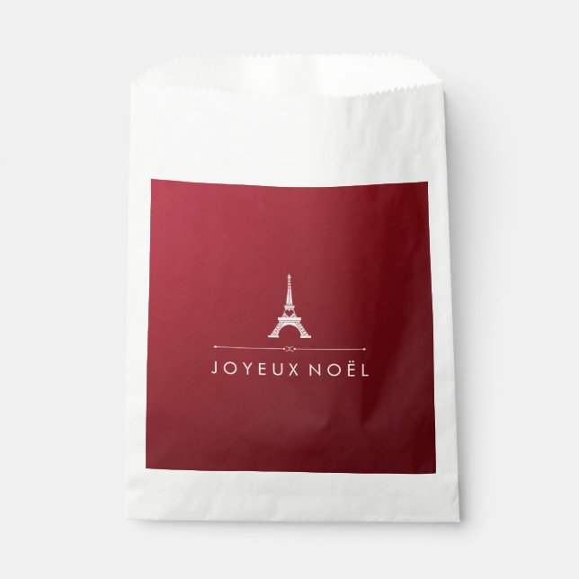 Red and Silver French Christmas Eiffel Tower Favor Bag (Front)