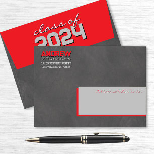 Red and Silver Graduation Chalkboard Envelopes