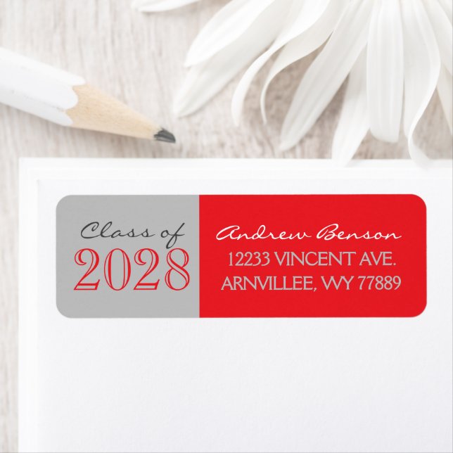 Red and Silver Graduation Return Address Labels (Insitu)