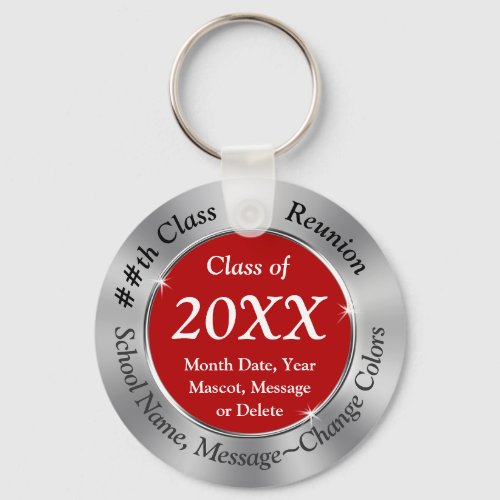 Red and Silver Gray Class Reunion Keychains