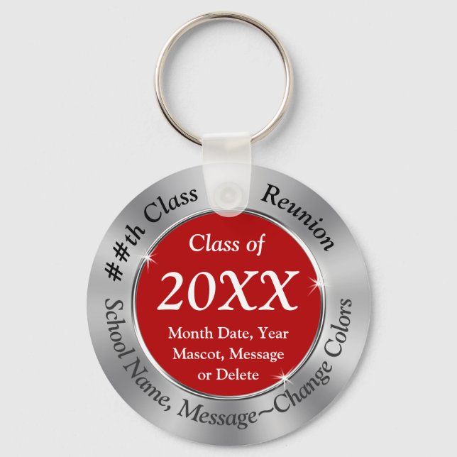 Red and Silver Gray, Class Reunion Keychains (Front)