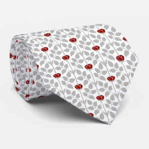 Red and Silver-Grey Briar Rose Tie