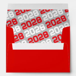 Red and Silver Grey Graduation Envelopes