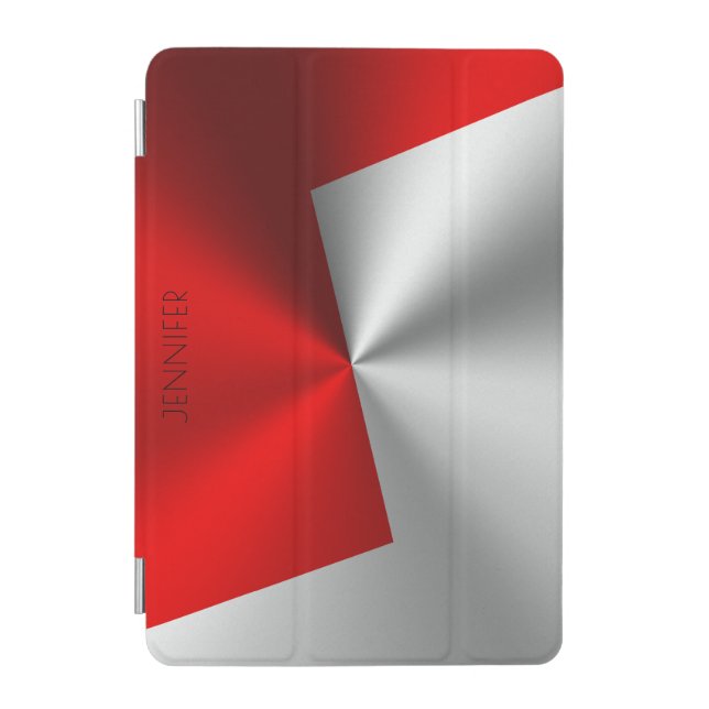 Red and silver metallic look background iPad mini cover (Front)