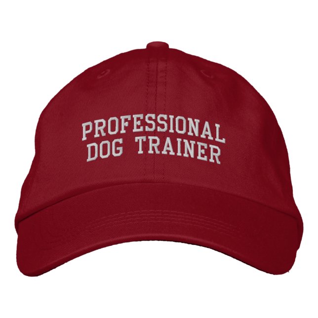 Red and Silver Professional Dog Trainer Embroidered Baseball Cap (Front)