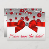 Red and Silver Save The Date Postcards (Front/Back)