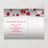 Red and Silver Save The Date Postcards (Back)