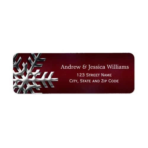 Red and Silver Snowflake Address Labels