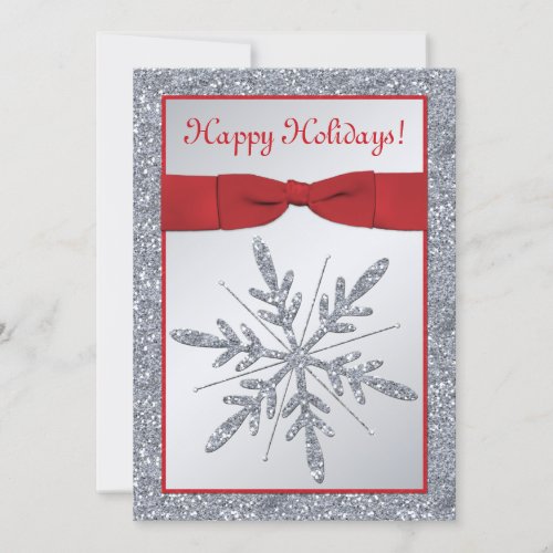 Red and Silver Snowflake Holiday Party Invitation