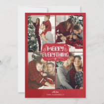 Red and Silver Stars Merry Everything Multi Photo Holiday Card