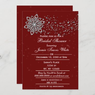 red and Silver Winter Bridal shower invite