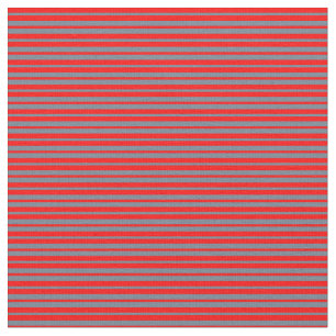 Red and Slate Gray Colored Lines Pattern Fabric