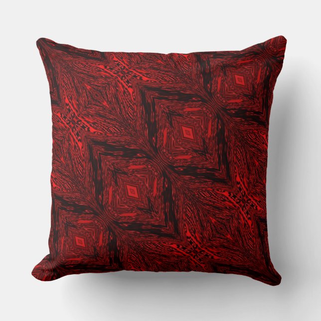 Red and strong black trace, shapes and zigzag? throw pillow (Front)