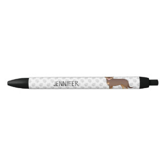 Red And Tan Rottweiler Cute Cartoon Dog And Name Black Ink Pen