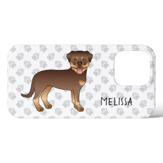 Red And Tan Rottweiler Cute Cartoon Dog And Name iPhone 13 Pro Case