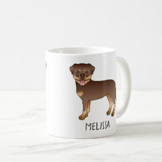 Red And Tan Rottweiler Cute Cartoon Dog And Name Coffee Mug