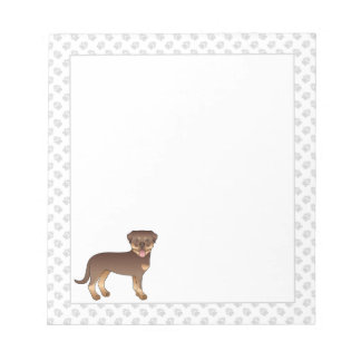 Red And Tan Rottweiler Cute Cartoon Dog And Paws Notepad