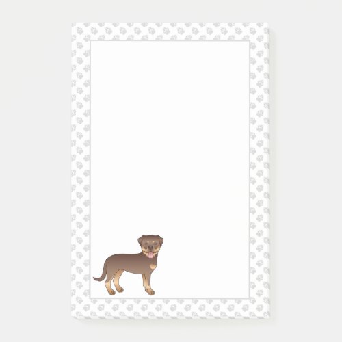 Red And Tan Rottweiler Cute Cartoon Dog And Paws Post_it Notes