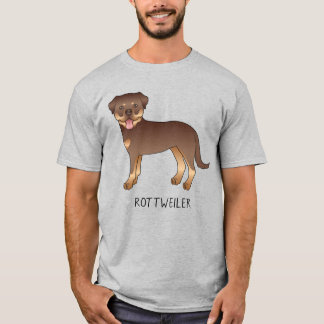 Red And Tan Rottweiler Cute Cartoon Dog And Text T-Shirt