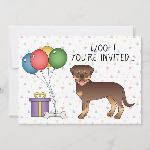 Red And Tan Rottweiler Cute Cartoon Dog _ Birthday Invitation