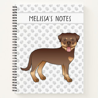 Red And Tan Rottweiler Cute Cartoon Dog Notebook