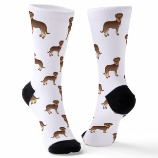 Red And Tan Rottweiler Cute Cartoon Dog Pattern Socks