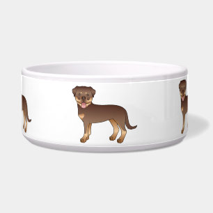 Red And Tan Rottweiler Cute Cartoon Dogs Bowl