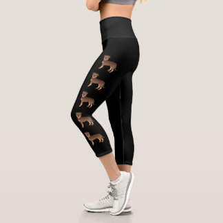 Red And Tan Rottweiler Cute Cartoon Dogs Capri Leggings