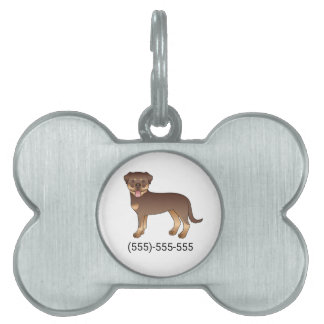 Red And Tan Rottweiler Cute Dog And Phone Number Pet ID Tag